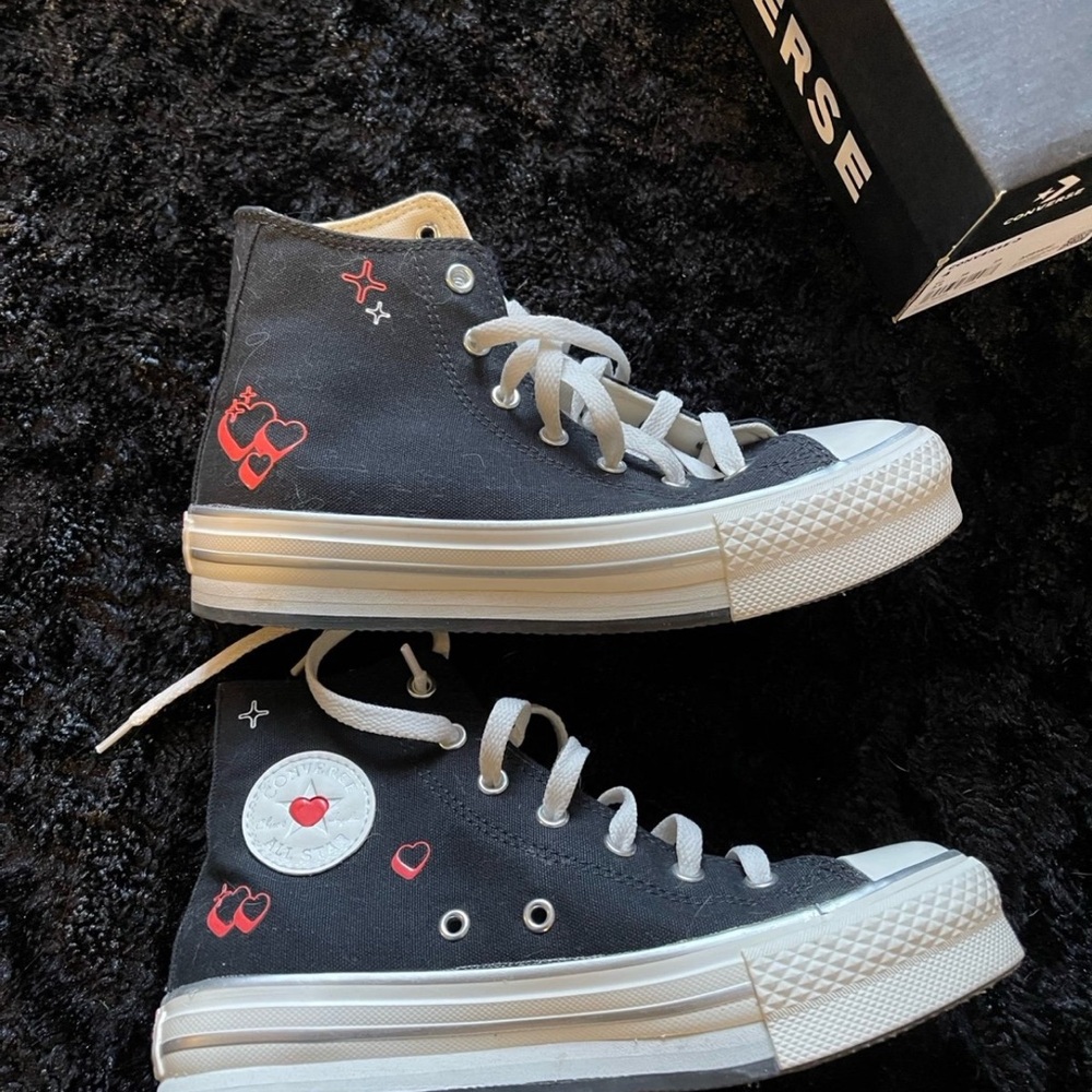 Converse Black High-Top Sneakers with Red Accents